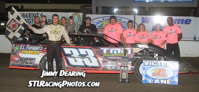 August 9th, 2014: Tim Manville, Mark Miner, Troy Medley & Dallas Lugge take Federated Auto Parts Raceway at I-55 wins on Laura Jones-Jumper Memorial Night!
