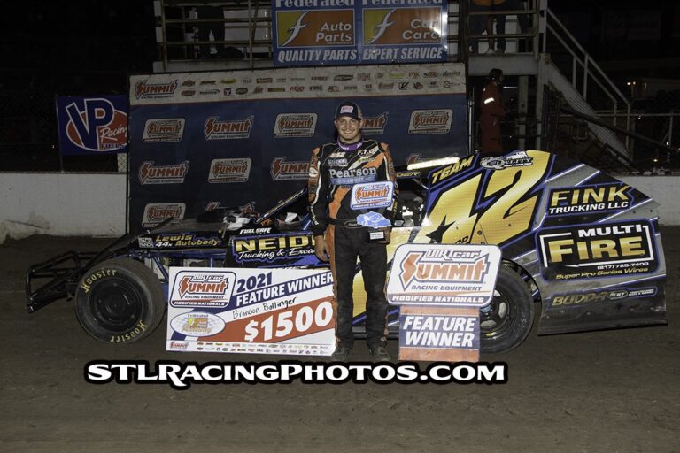 Brandon Bollinger gets first ever Summit Modified Nationals win at Federated Auto Parts Raceway at I-55