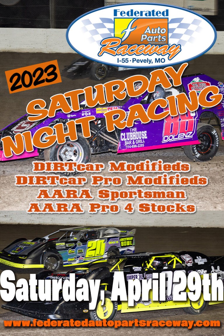 Info for racing on Saturday, April 29th, 2023